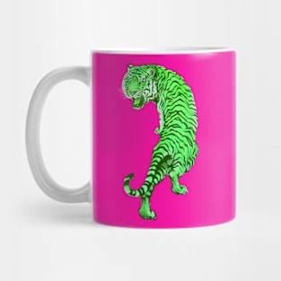 Cyberpunk Neon Lime Green Tiger Mug